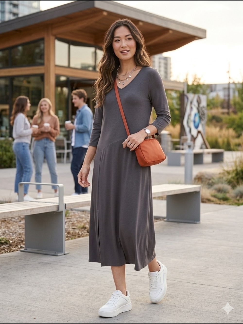 Capsule Wardrobe V Neck Midi Dress